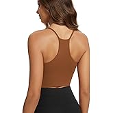 ODODOS Halter Sports Bra for Women Non Padded Strappy Cropped Tops Workout Yoga Crop