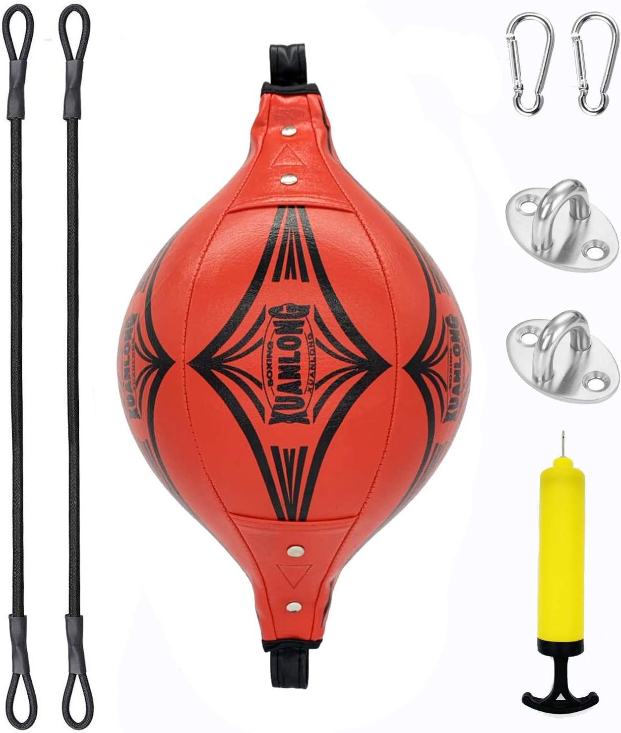 XUANLONG Double end Bag Boxing Speed Dodge Ball PU Leather Boxing Ball MMA Sports Punch Bag Workout Home Gym Exercise Agility Training Decompression Vent with Ceiling Rope and Pump(Upgraded) (red) : Sports & Outdoors