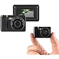 Omana Mini Digital Camera with LCD Screen LED Flash 1080P Full HD 128GB SD Card Monoreflexes Shaped CMOS Small Compact Portable Video Recorder, Black