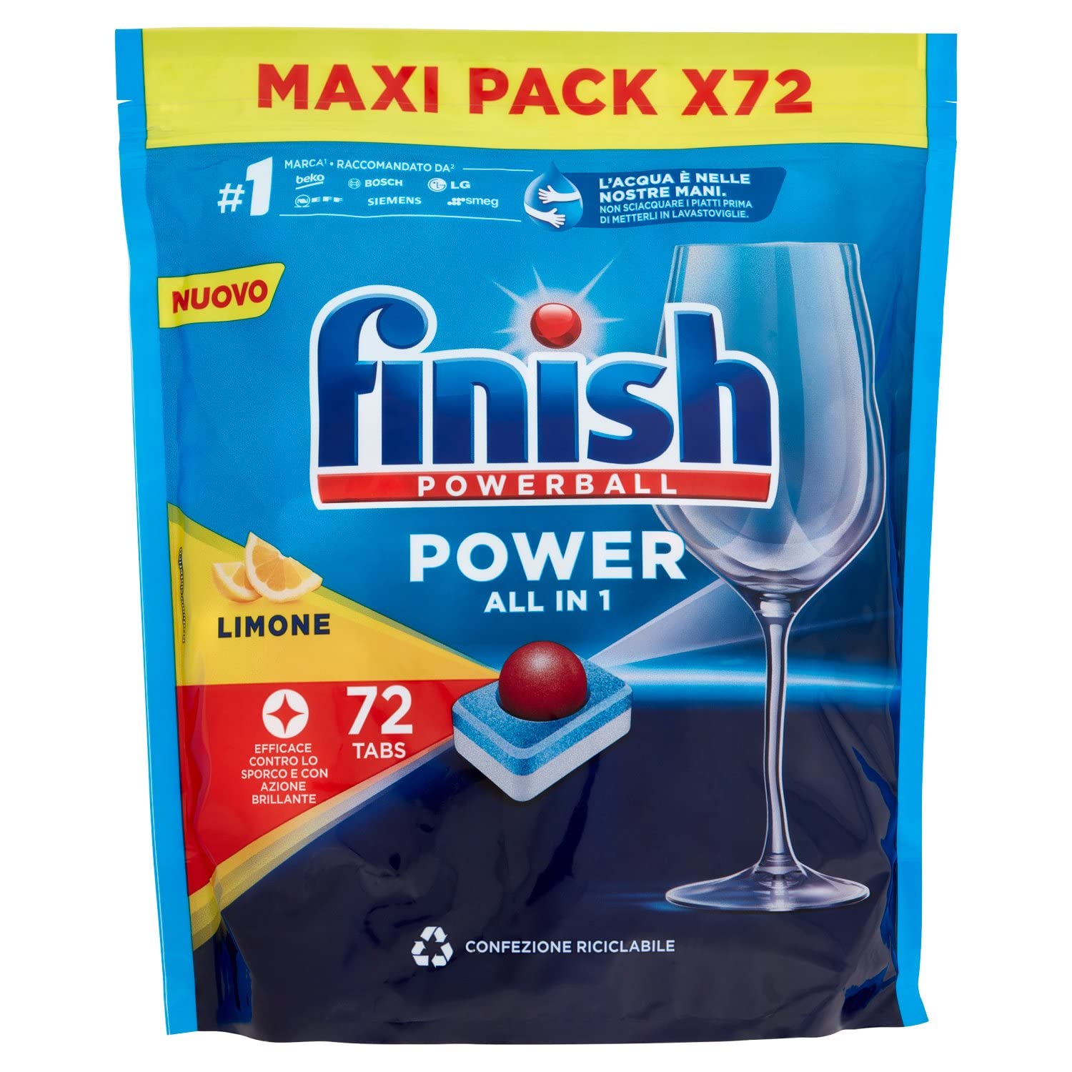 Finish, 72 Dishwasher Pads, All In One Max, Lemon
