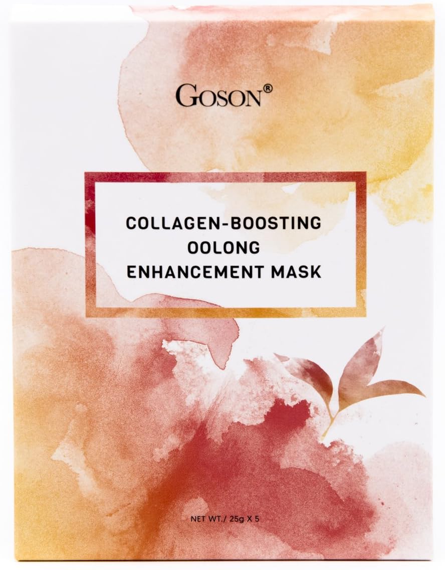 Goson Tea Infused Skin Care Face Mask Sheets - Hydrating, Moisturizing, Collagen Facial Sheet Mask Pack - Oolong Tea Face Masks (5 Face Mask Pack)