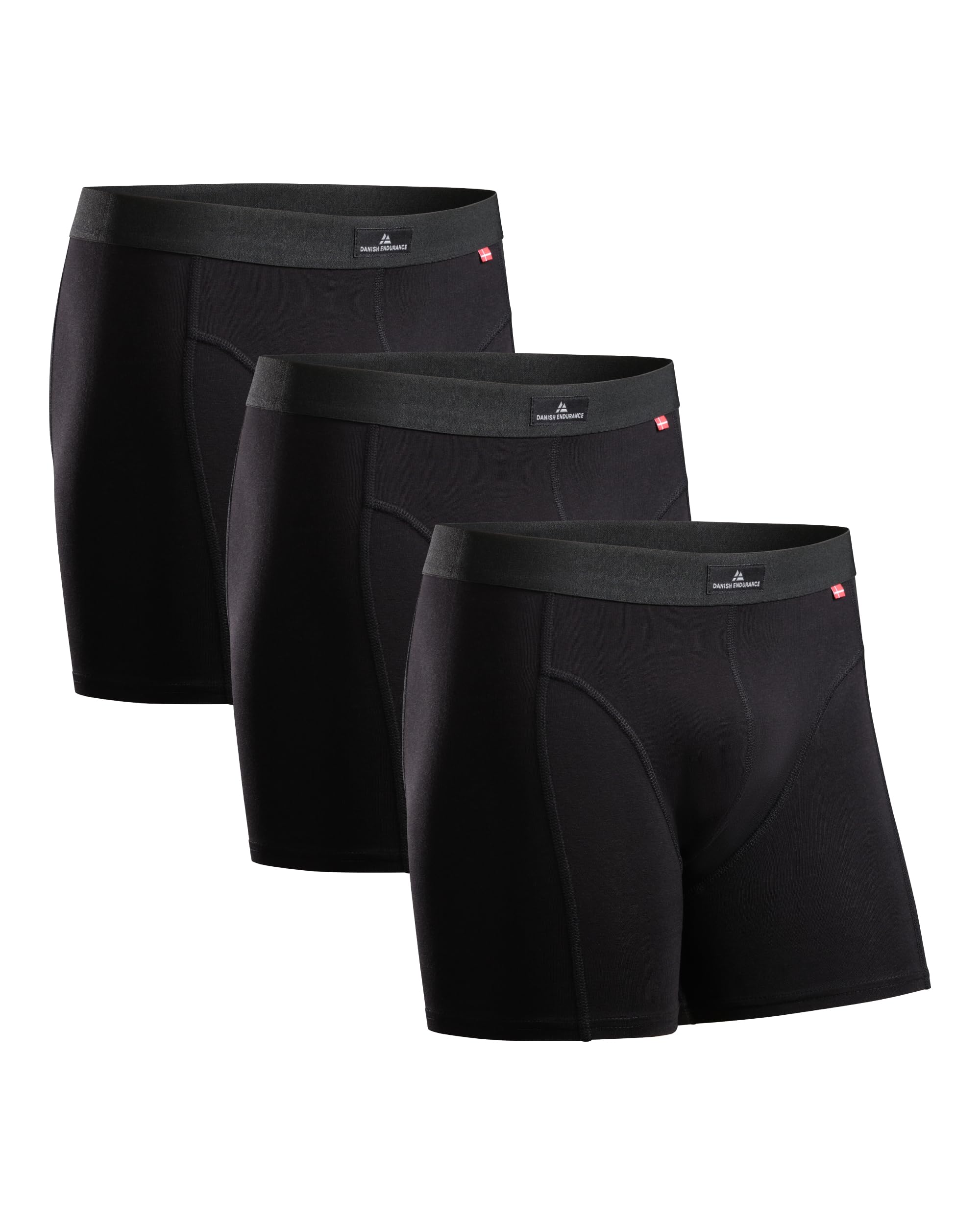 DANISH ENDURANCE Herren Boxershorts, Schwarz - 3 Pack, Gr.- L