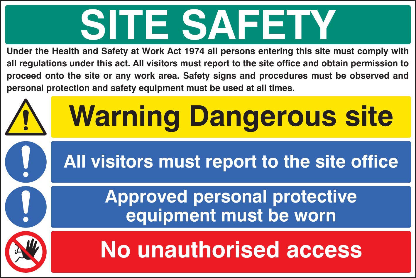Caledonia Signs Site safety - visitors, access, protective clothing Rigid PVC Safety Sign