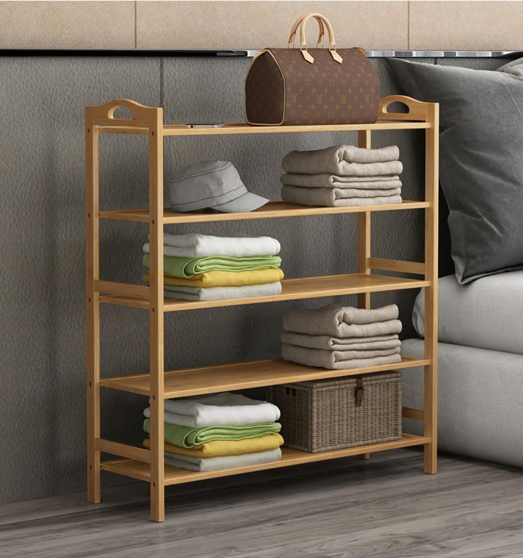 Xiegui Shoe Rack Bamboo shoe rack bench 5 layer shoe rack storage rack living room assembly shoe cabinet Solid wood shoe rack (Size : 60cm)