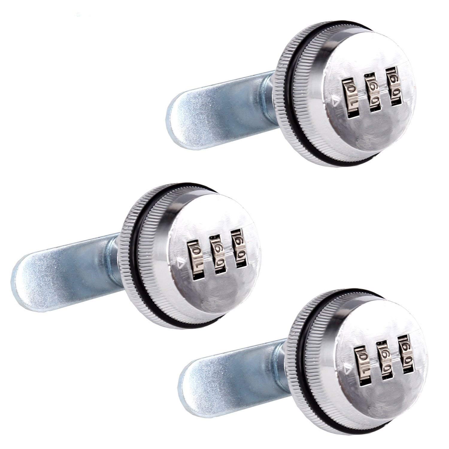 Spotact Combination Cam Lock Security Locks Bright Chrome Zinc Alloy Password Coded Lock for Box Cabinet (3 Pcs) (2cm)