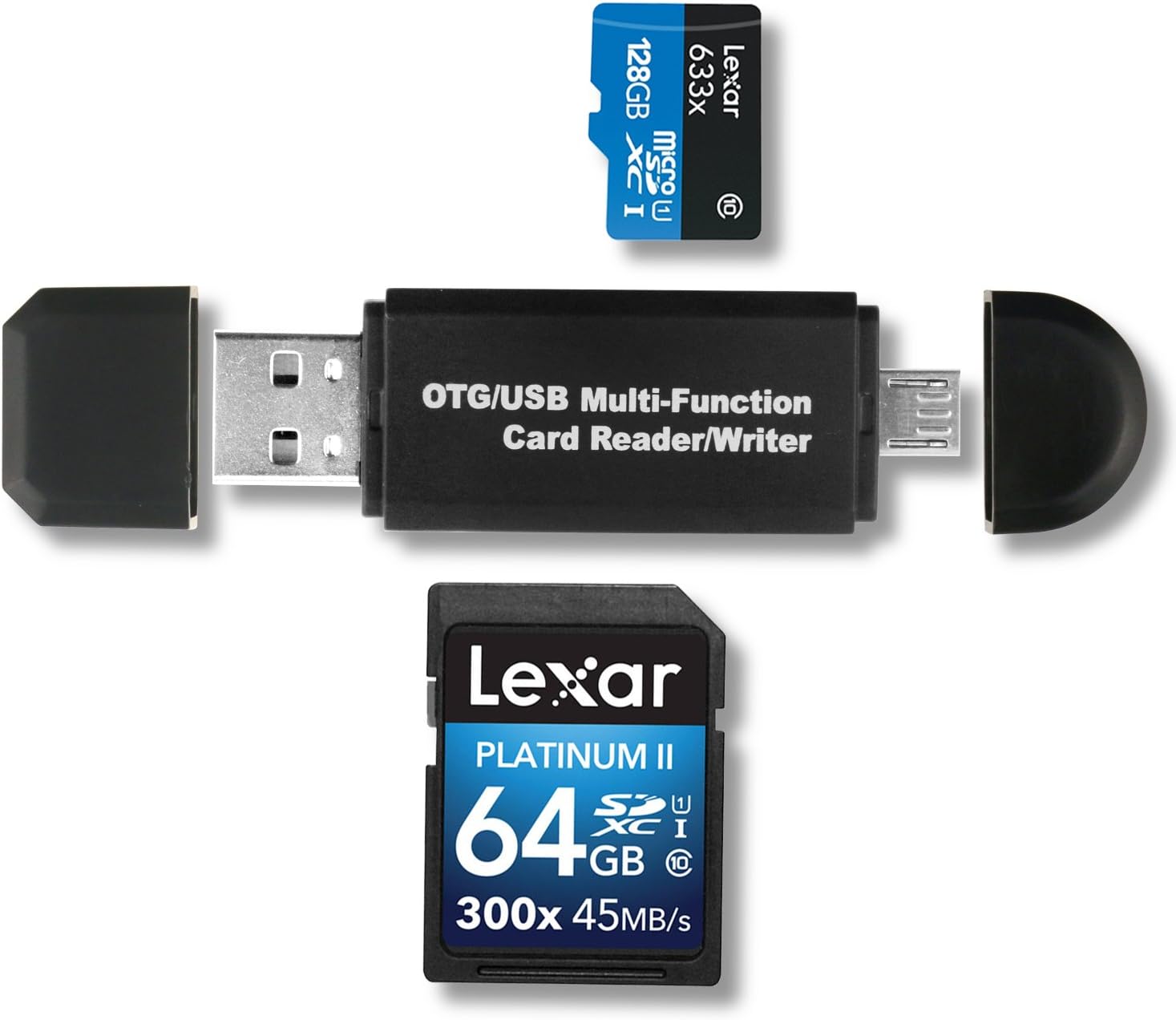 SD Card Reader Adapter, 3 in 1 with Lightning/Micro USB/USB Support IOS 9 ;Computer Memory Card Reader for iPhone/iPad/Mac/PC/OTG Android/Digital Cameras (black)