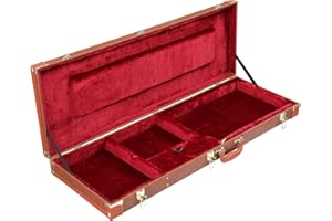 UDeuxff Electric Guitar Hard Case, Rectangle Wooden Standard 39-Inch Electric Guitars Hard-Shell Protective Carrying Case for KST/KTL/170 Model with Lock Latch Padding (Brown)
