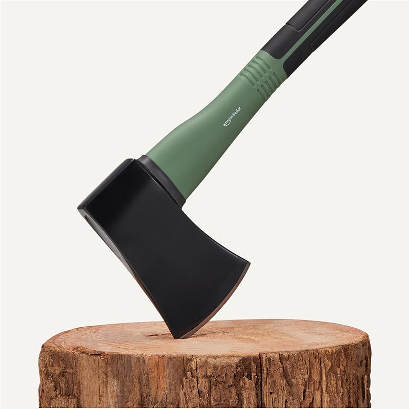Ascia Spaccalegna per Tagliare la Legna, 15 × 5.5 × 1.1 Inches (L×P×A), Oliva, Nero, Confezione da 1