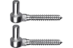 Insaga One-Piece Molding Chain Link Lag Screw Hinge, 304 Stainless Steel Post Side Wood Bolt Hinges for Wooden Gate or Post, Screw in Pin Hinge 5/8'' Lag Bolt Hinge (2Pcs, M16)