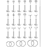 Lsnevsie 20G 18G 16G Threadless Flat Back Earrings Nose Rings Studs Surgical Stainless Steel CZ Nose Rings Stud Tragus Helix Conch Cartilage Earrings Hoop Piercing Jewelry For Women Men Hypoallergenic