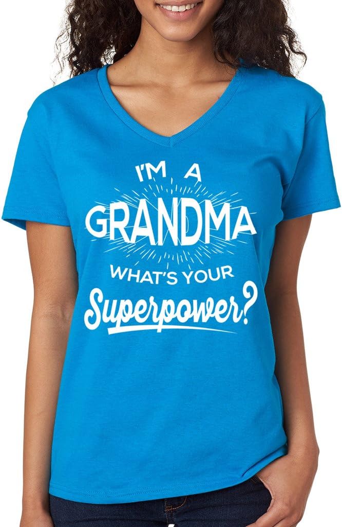 SignatureTshirts Women's Im a Grandma Whats Your Superpower V-Neck T-Shirt