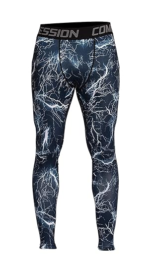CHATAES Chates Herren Sport Workout Kompressionshose Kompressionshose Training Thermo Lange Stretch schnell trocknend Pants F