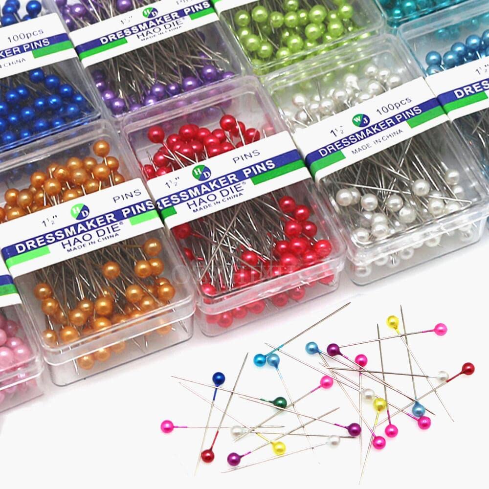 Fbshicung Fbshicung 1200PCS Sewing Pins for Fabric, Straight Pins with Pearlized Ball Heads Long 1.6inch, Quilting Pins for Dressmaker, Jewelry DIY Decoration, Craft and Sewing Tools