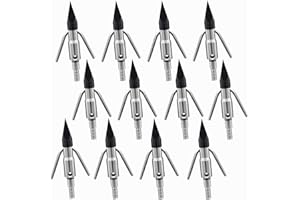 KEAUP Fishing Arrow Heads Points Bowfishing Broadheads Bow Fish Tips 225 Grain Removeable Head Archery Hunting Screw Tips for Compound Bow,Crossbow and Recurve Bow (12pcs)