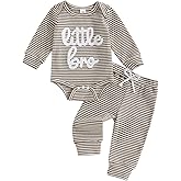 POZMTIORE Baby Boys Outfits Little Brother Long Sleeves Bodysuit Romper and Solid Pants Fall Winter Clothes 0 3 6 9 M