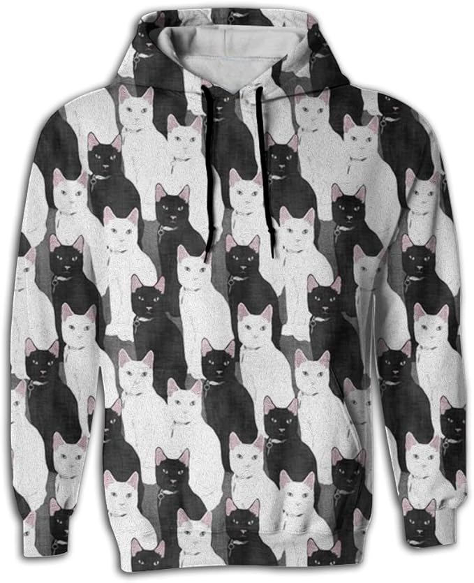 Amazon Co Jp 白猫と黒猫 パーカー メンズ スウェット 秋冬 大きいサイズ 長袖 トップス プルパーカー カジュアル 服 ファッション小物