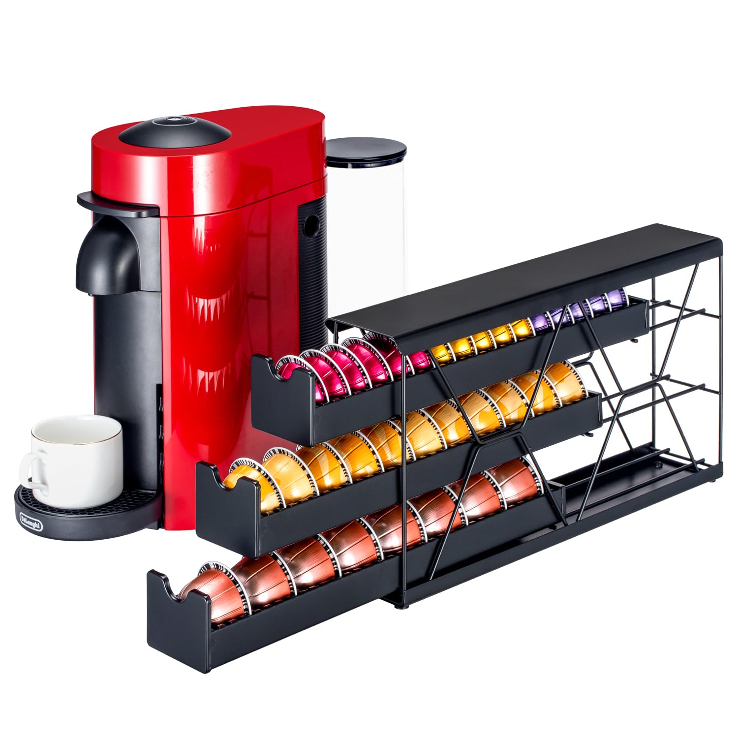 Photo 1 of FlagShip 3-Tier Nespresso Pod Holder & Vertuo Coffee Capsule Organizer - Black Metal Space-Saving Storage Holds 30+ Pods Fits All Size Vertuo Pod