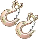 2Pack Clevis Slip Hook, 3/8 Inch Clevis Safety Hook with Safety Latch, Heavy Duty Forged G70 Chain Hook for Truck Trailer Winch Transport Tow Chain Hook,18,000 Lbs Capacity