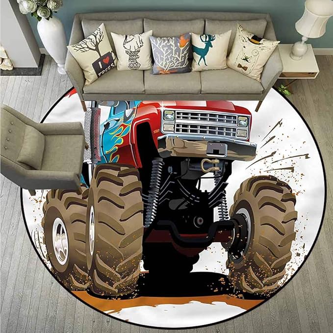 Pet Rugs,Man Cave,Monster Truck Splashes Mud,AntiStatic, Water
