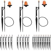 20 Sets 90&deg;,180&deg; &amp;360&deg; Drip Irrigation Micro Sprinkler Heads with 13" Stake | Drip Spray Emitters with 1/4" Tubing with Adjustable Riser Stake,Micro Sprinkler Assembly for Garden &amp; Patio Watering Systems