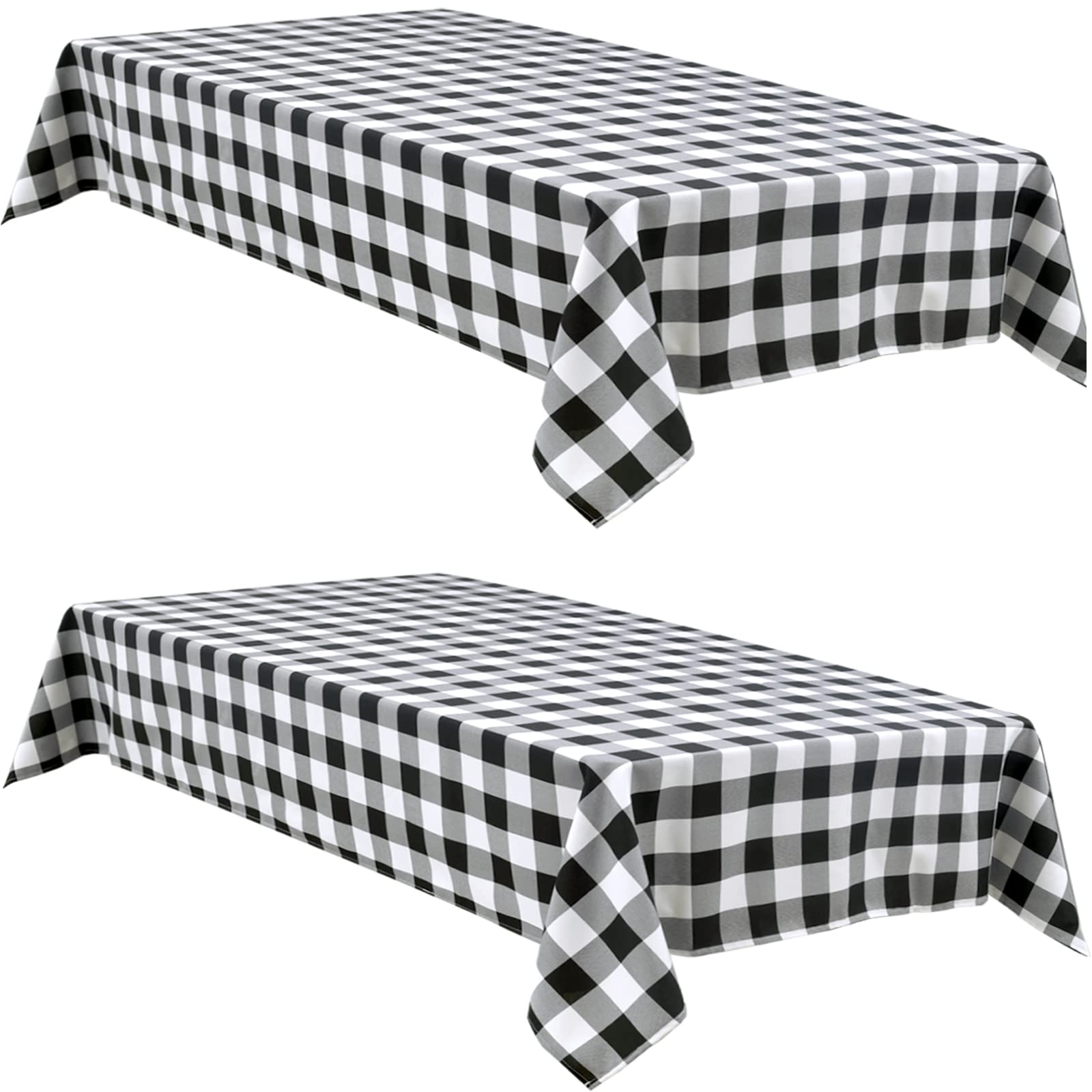 Photo 1 of Hiasan Buffalo Plaid Tablecloth Waterproof, 2 Pack, 60 x 84 inch - Black and White Checkered Table Cloths Rectangle for Outdoor Picnic/Party/Dining