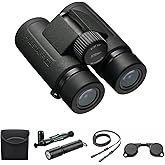 Nikon PROSTAFF P3 8x30 Waterproof Binocular for Adults | Small & Compact Travel Binoculars for Bird Watching | Lens Pen Cleaning System, & Flashlight Bundle Set