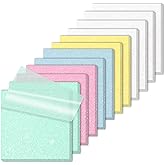SYMDROMIA Transparent Sticky Notes 12 Pack, Frosted Glitter Colored 3x3 Inch, High Transparency Glass-Like Adhesive Clear Seee Through Sticky Notes for Women Office School Supplies 600 Sheets