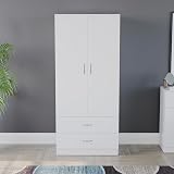 Vida Designs Riano Wardrobe 2 Door 2 Drawer White 170H x 76W x 53D view 2