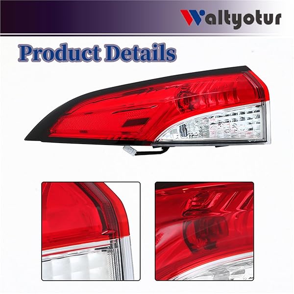 WALTYOTUR CLEAR LEN REAR OUTER TAIL LIGHTS BRAKE LAMP LEFT DRIVER SIDE TAIL LIGHT RED BRAKE LAMP REPLACEMENT FOR 2020-2021 COROLLA 81560-02C10