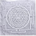 Selenite Crystal Charging Plate For Crystals And Healing Stones, 3" Selenite Crystal Plate Engraved Shree Yantra Coaster For Home Office Table Decor (Selenite Square)
