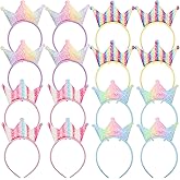 Acshio 16 Pack Crowns Headbands, Glitter Birthday Crown Party Decorations, Shiny Sequin Tiaras Hair Accessories for Parties
