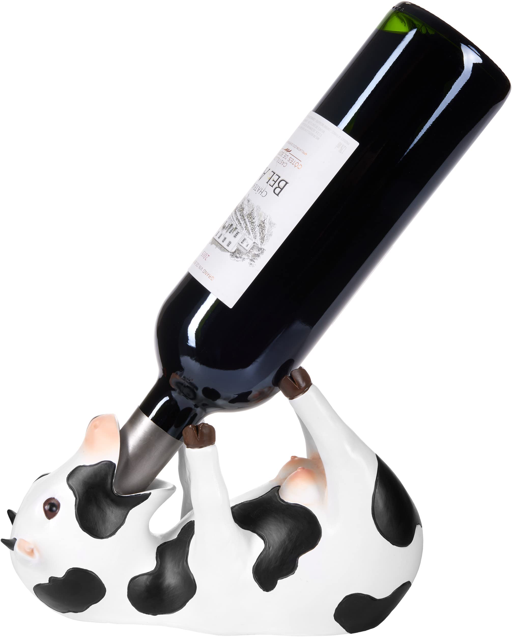 BRUBAKER Thirsty Cow Bottle Holder - Drunk Animals Bottle Stand - Funny Decoration - Hand Painted Wine Gift