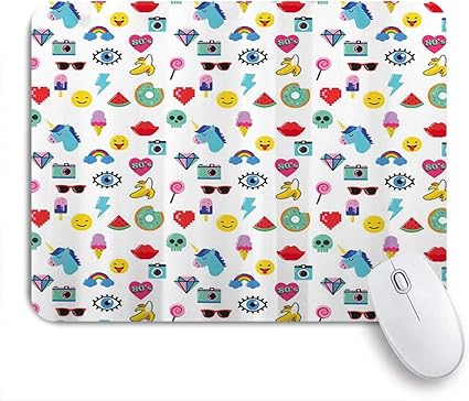 Amazon Miscery マウスパッド 絵文字ポップアートスタイル漫画アイコンユニコーンスイカバナナピクセルハートサンダーボー 高級感 おしゃれ 防水 端ステッチ 耐久性が良い 滑らかな表面 滑り止めゴム底 24cmxcm Miscery マウスパッド 通販