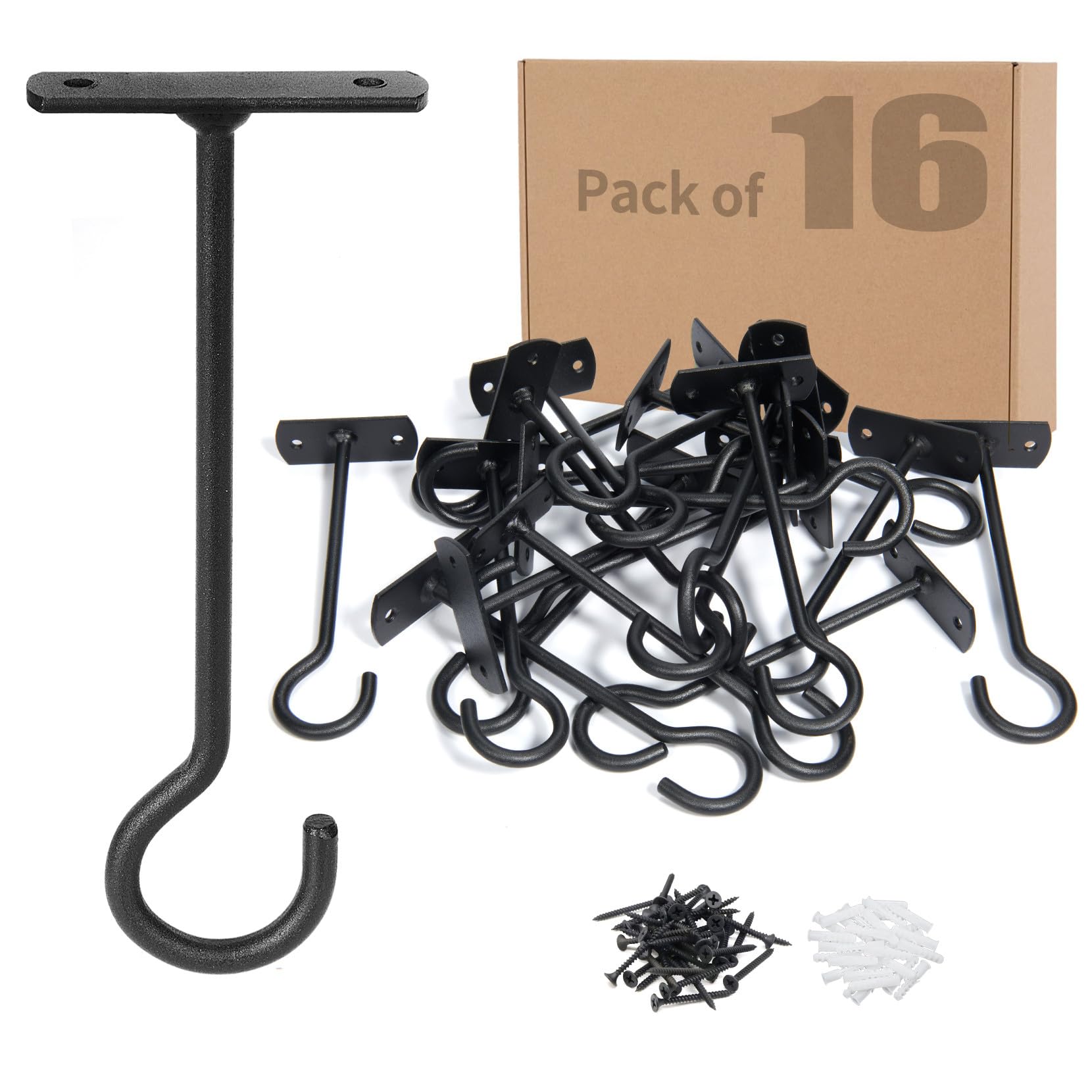 Photo 1 of ASZUNE 16Pcs 6in Plant Hooks,Ceiling Hooks for Hanging Plants,Decoration Wall Hook Black