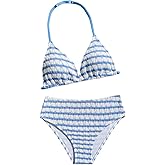 RoseSeek Girl's Tie Dye Smocked 2 Piece Swimwear Sets Backless Halter Bikini Cute Brief Bathing Suit