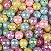 PONABEADIY 16MM 100PCS Bubblegum Acrylic Beads with Holes Opaque Round Chunky AB Color Plated Resin Random Colorful Loose Spacer Bead Bulk for Jewelry Making Bracelet Beadable Pens DIY Crafts Supply