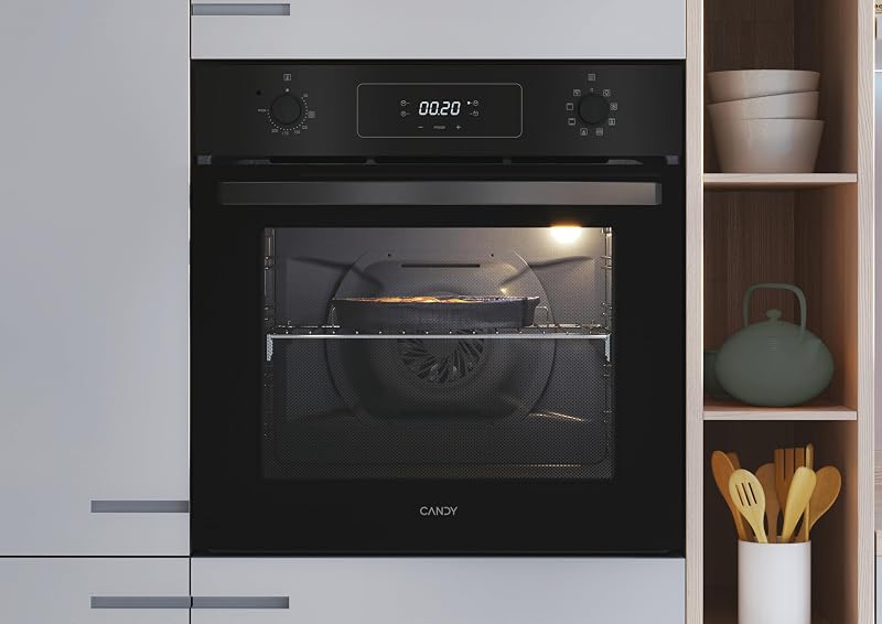Idea FIDCP N625 L, Horno Multifunción, 70L, 2 Bandejas y 1 Rejilla, Ventilador Radial, Limpieza Aquactiva, Convección + Ventilador, 8 Funciones, Mandos Push&Pull, Puerta Doble Cristal, Negro