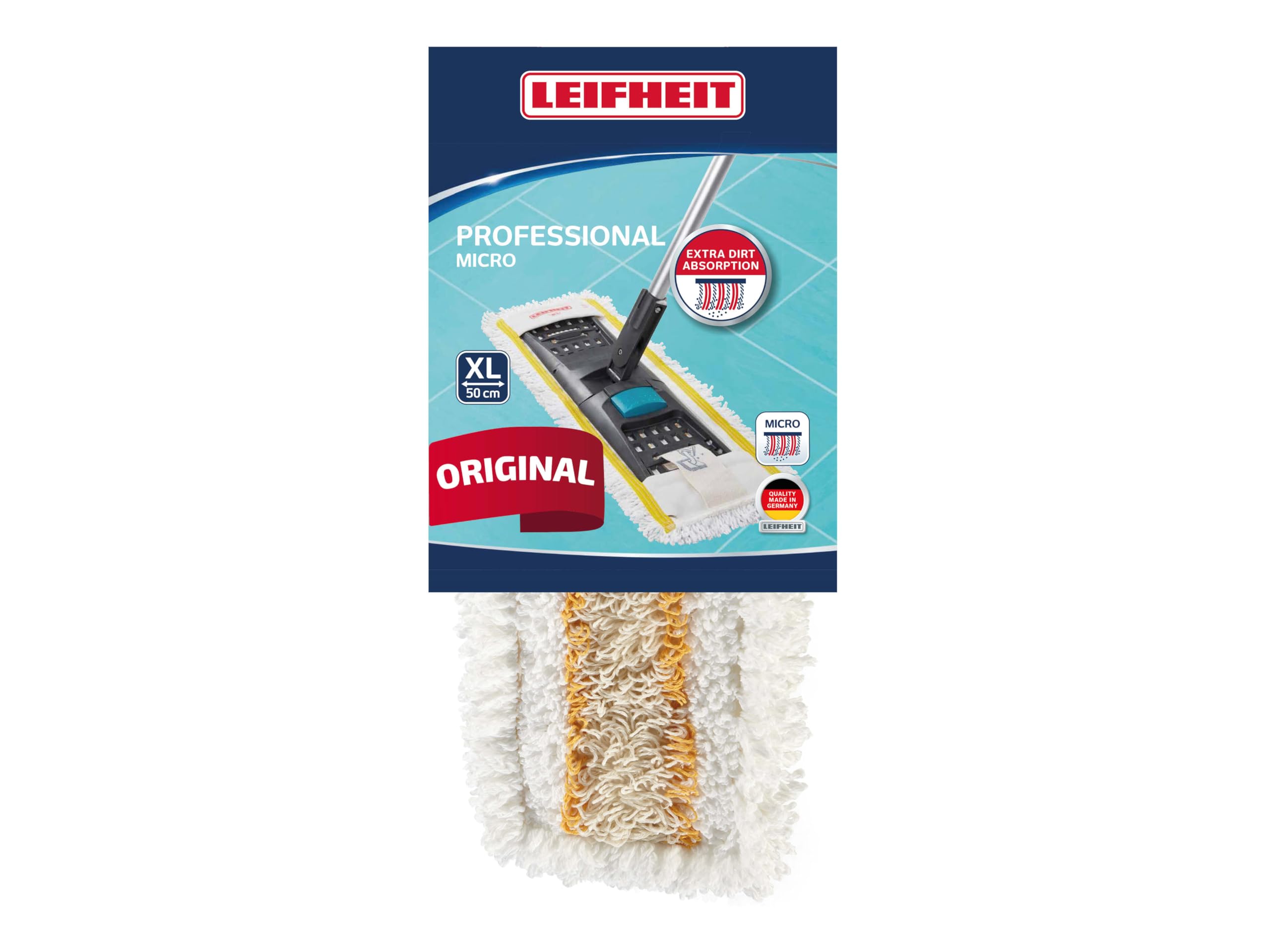 Leifheit Professional Wiper Cover Micro, For Daily Wet Cleaning, Replacement Professional system Mop Head, Flat Wiping/Mopping System, 50 cm wide, Commercial Cleaning, Janitorial Range