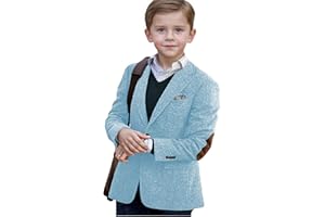 VENNYNG Boys Tweed Blazer Jacket with Elbow Patches Kids Short Trench Coat Vintage Coat