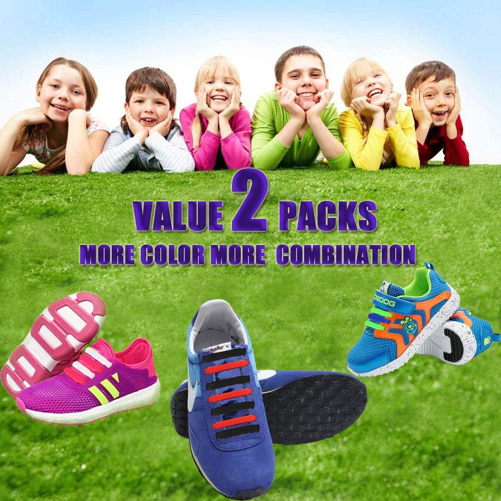 INMAKER No Tie Shoelaces for Kids and Adults, 2 Pack Elastic Sneakers Shoe Laces…: Clothing