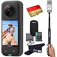 insta360 X3 - Waterproof 360 Action Camera with 1/2'' 48MP Sensors, 5.7K HDR Video, 72MP Photo, 4K Single-Lens, 60fps Me Mode, 2.29''Touchscreen, AI Editing |Bundle Includes Selfie Stick&128GB, Black