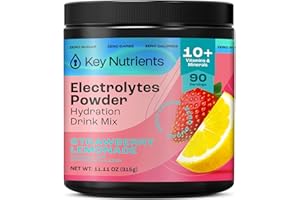 KEY NUTRIENTS Electrolytes Powder No Sugar - Juicy Strawberry Lemonade Electrolyte Powder - Hydration Powder - No Calories, Gluten Free Keto Electrolytes Powder - 90 Servings - Made in USA