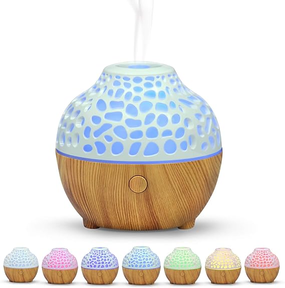Mini Essential Oil Diffuser, USB Aroma Diffusers with 7Color LED light