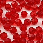 YUEXIGO 400pcs 4mm Round Crystal Glass Beads for Jewelry Making, Faceted Crystal Glass Spacer Beads for Bracelet Earring Necklace DIY Craft(Red)