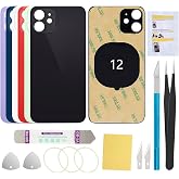 UooFide Rear Back Screen Cover Glass Replacement Compatible with iPhone 12 6.1-Inches All Carriers (Black)