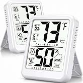 Antonki 2 Pack Room Thermometer Indoor Hygrometer with Max/Min Record | W/ Battery, 24h Max/Min Record, Accurate Sensor, Fast Refresh, Easy to View, ℉/℃, Durable Kickstand, Compact, for Home Office