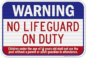 Swimming Pool Sign, Warning No Lifeguard On Duty Sign, Pool Sign, 12x18 Inches, 3M EGP Reflective 0.63 Aluminum, Fade Resistant, Easy Mounting, Indoor/Outdoor Use, Made in USA by Sigo Signs