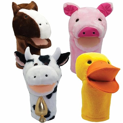 Ready Puppet Get Ready Kids Farm Animals Puppet Set – 4 Large 12” Animal Puppets for ...
