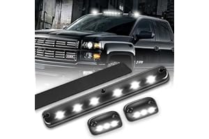 AMEXMART 3X LED Cab Maker Lights Smoke Lens White Cab Roof Top Clearance Running Light Compatible with Silverado/Sierra 1500 2500 2500HD 3500 3500HD 2014 2500HD 3500HD 2007-2013 (White)