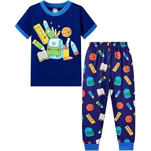 Popshion Little Boy Space Pajama Set 100% Cotton Dinosaur Sleepwear Long Sleeve Pjs 3-7T